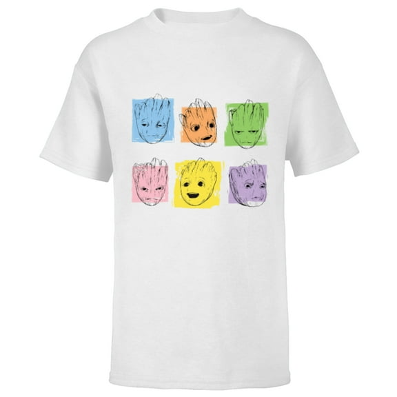 Marvel I Am Groot Guardians of the Galaxy Groot Color Moods - Short Sleeve T-Shirt for Kids - Customized-White