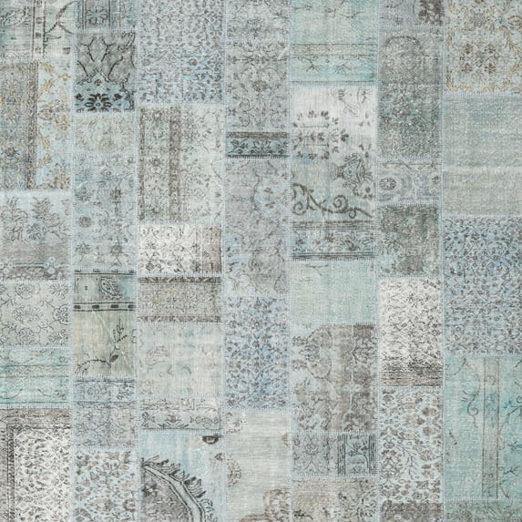 Ahgly Company Indoor Square Contemporary Gunmetal Gray Patchwork Area Rugs, 6' Square