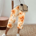 thumbnail image 2 of Puliio Womens Capri Pants Flower Print Elastic Waist With Pocket Trouser Soft Loose Fashion Pants, 2 of 5