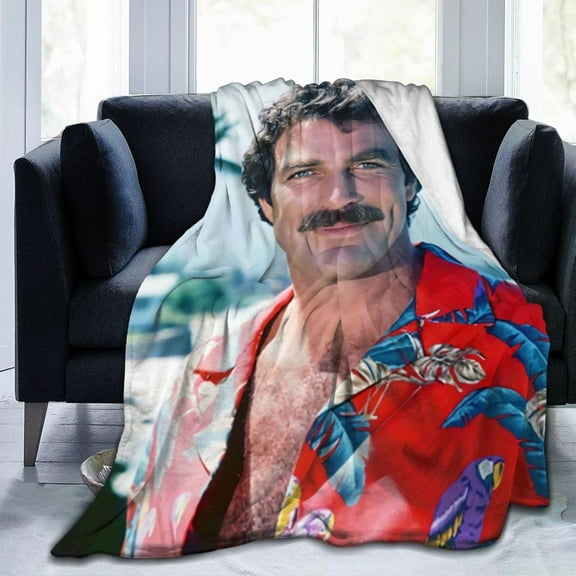 Tom Selleck Blanket Soft and Warm Lightweight Fluffy Throws Blankets Rug Carpet Gift for Beach Yoga Bedroom Living Room Decoration Sofa Camping Trip Dorm Decor All Season
