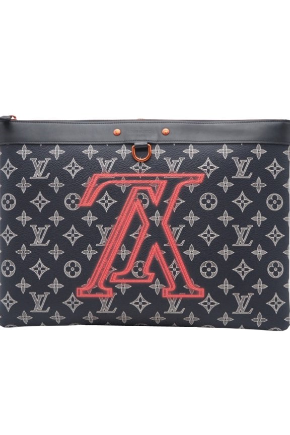 Pre-Owned LOUIS VUITTON Monogram Ink Upside Down Pochette Apollo M62905 Clutch Bag in Navy,...