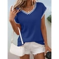 thumbnail image 4 of Women'S Sleeveless Sweater Casual V Neck Cap Sleeve Knit Pullover Tank Tops Gem Blue L, 4 of 7