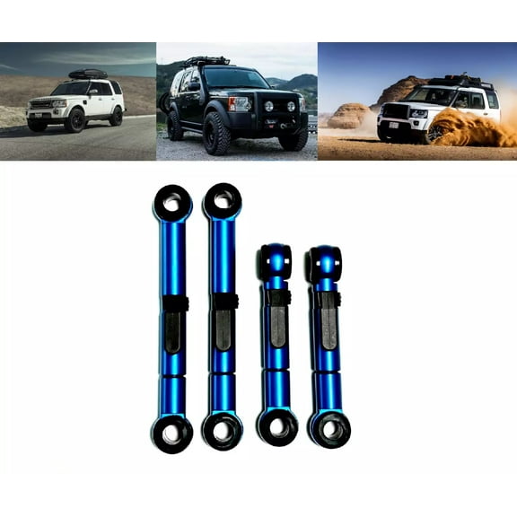 ANODIZED COBALT BLUE ALUMINUM FULLY ADJUSTABLE WITH 2 SETTINGS SUSPENSION LIFT RODS KIT COMPATIBLE WITH LAND ROVER LR3 / DISCOVERY 3 2005-2009 & LR4 / DISCOVERY 4 2010-2016, PART # DA7531 / DA7531BLUE