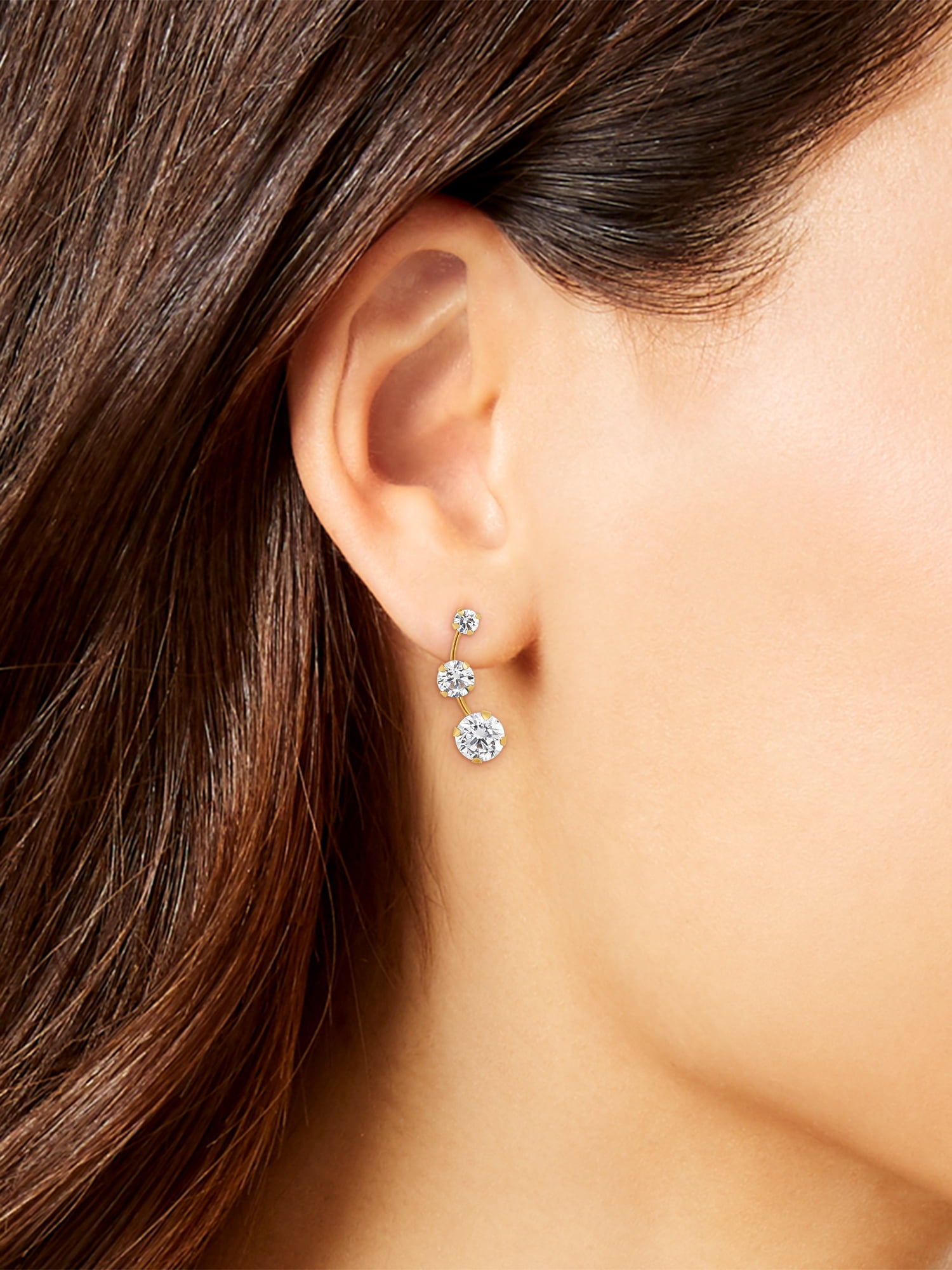 Brilliance Fine Women’s Sterling Silver Drop Earrings with Clear Cubic Zirconia, Set