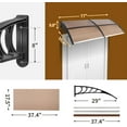 thumbnail image 2 of 79"x38" Window Awning Canopy, Polycarbonate Front Door Patio Cover for UV, Rain, Snow & Sunlight Protection, Stylish Brown Panel with Black Bracket, 2 of 9