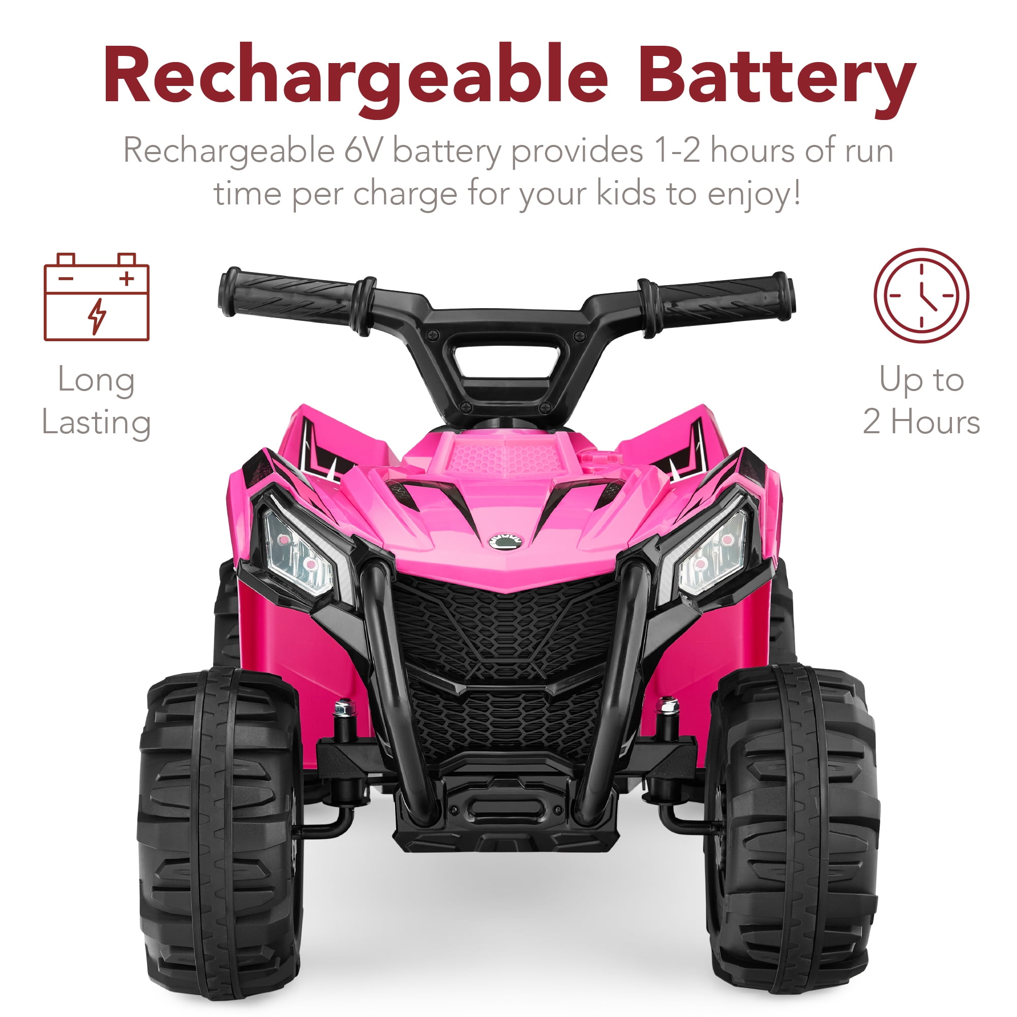 Best Choice Products 6V Kids Ride-On 4-Wheeler Quad ATV Car w/ 1.8mph Max Speed, Treaded Tires - Hot Pink