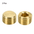 thumbnail image 3 of Uxcell tapón de tubo de latón macho rosca hexagonal interior cabezal de ajuste para agua aire combustible tubería 3/8" NPT, 3 of 5