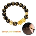 thumbnail image 1 of Fiudx Pulsera Pixiu, Amuleto de Cuentas Negras para Atraer La Riqueza, Joyería de La Suerte de Estilo Budista, Regalo de Éxito con Energía Positiva, Ideal para Cumpleaños y Aniversarios, Ideal para T, 1 of 5
