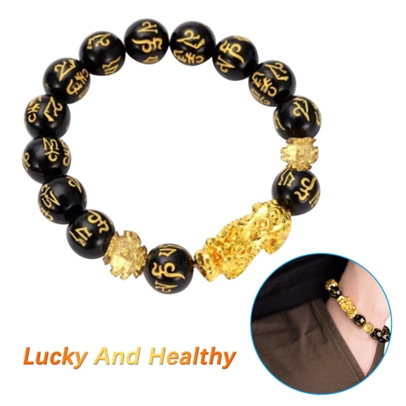 Kiplyki Black Beads Bracelet Attract Wealth Good Luck Jewelry Buddhist Beads Gift