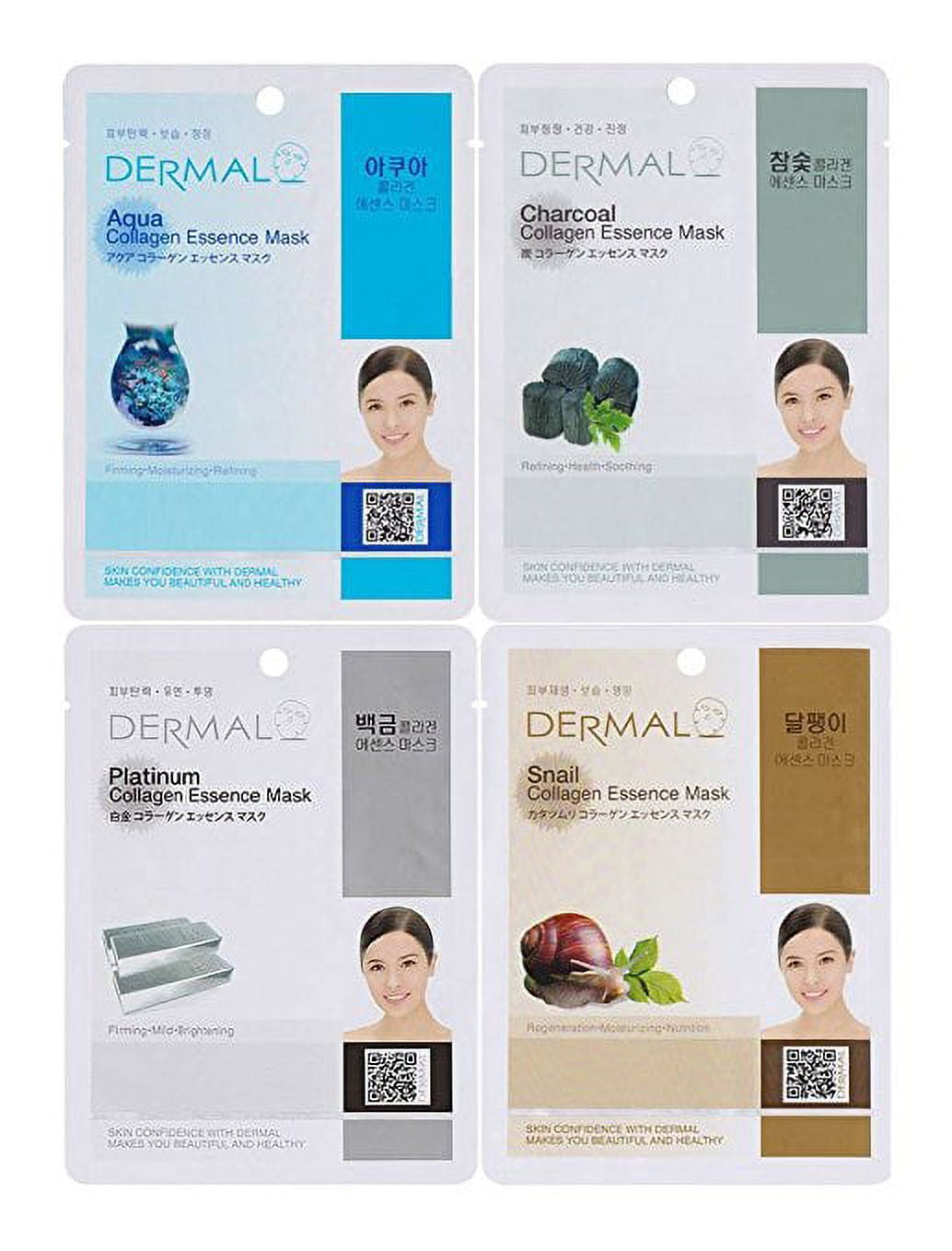 Dermal Korea Collagen Essence Full Face Facial Mask Sheet, 16 Combo Pack