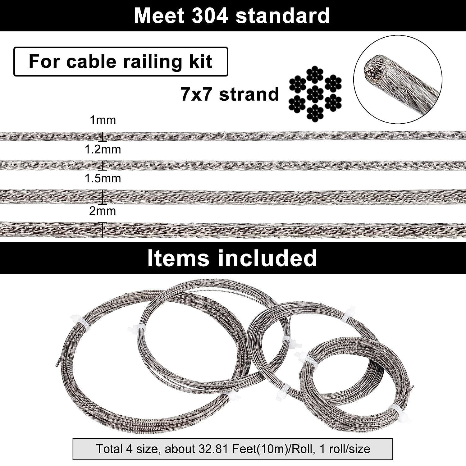 4 Roll 304 Plastic Coated Stainless Steel Wire Wire Rope Cable for Picture and Mirror Hanging Crafts About 32.8 Feet/roll Stainless Steel Color 1bag