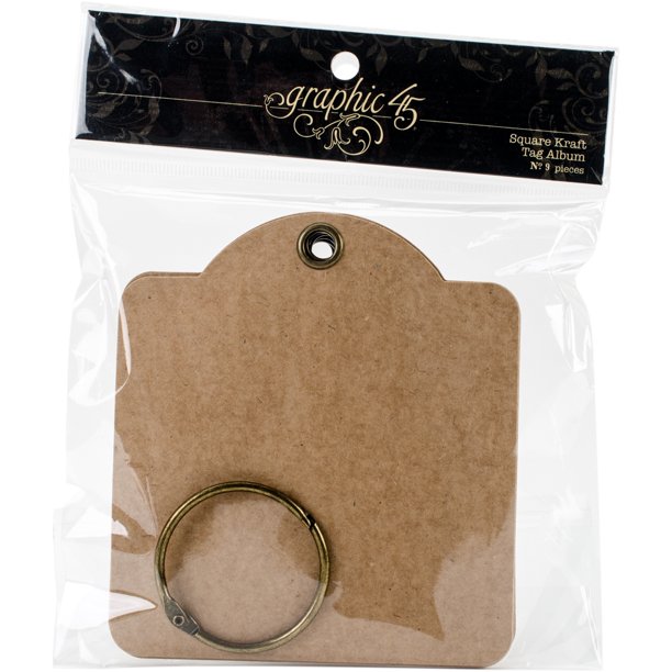 Graphic 45 Staples Square Tag Album, 4.5" x 5", Kraft