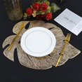 thumbnail image 4 of Juego de 6 manteles individuales, manteles individuales con hojas huecas para mesa de comedor, manteles de vinilo prensados ​​para fiestas navideñas, bodas (dorado jardín), 4 of 5
