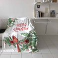 Christmas Fleece Blankets for Couch, Red Flowers Bird Plants Leaves