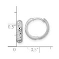 thumbnail image 2 of 14k White Gold Sparkle-Cut X Satin 3x13mm Hinged Hoop Earrings 12.6x13.77mm Wide 3.37mm T Hoop Earring for Women, 2 of 2