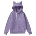 thumbnail image 1 of Chandail en Molleton Ample à Manches Longues avec Oreilles de Chat Mignon pour Femmes, 1 of 8