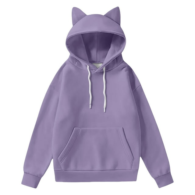 Chandail en Molleton Ample à Manches Longues avec Oreilles de Chat Mignon pour Femmes