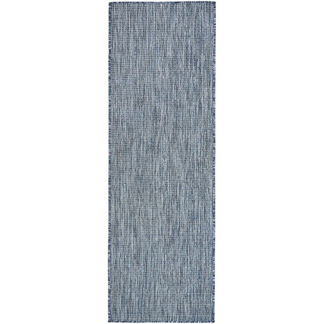 Unique Loom Solide Collection Casual Transitionnel Tapis de Course Intérieur et Extérieur Flatweave, 2' x 6', Bleu Marine/bleu Clair