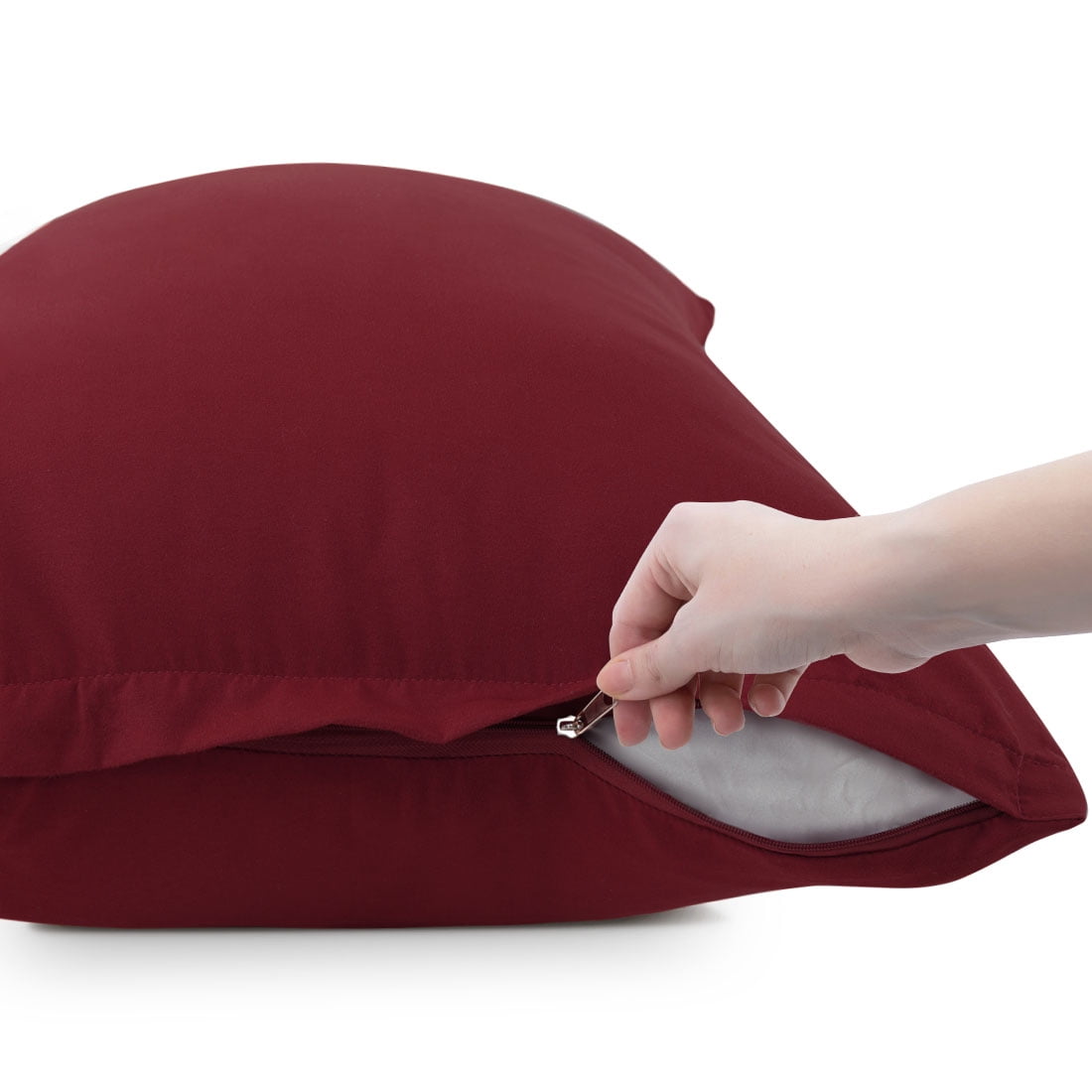 Unique Bargains 4-Piece Soft Microfiber Pillowcases Burgundy Travel(14"X20")