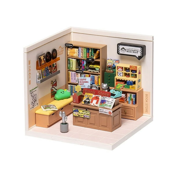 Kit de bricolage Kit pour maison miniature Bibliothèque de Sam
