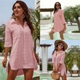 thumbnail image 1 of Camisa de jacquard de largo medio suelta, abrigo de playa, blusa de bikini para mujer, traje de baño, ropa exterior, 1 of 6