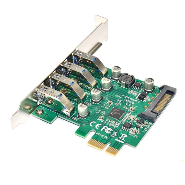 Tarjeta de expansion Cuatro puertos USB 3.0 Tarjeta de expansión PCI-E Super Fast 5Gbps Adaptador PCI Express Tarjeta de conversión Módulo de fuente de alimentación para PC de escritorio con soporte d Abanopi Tarjeta de expansion