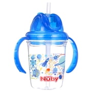 Nuby FlipNSip Silicone Straw Cup with Handles, Blue