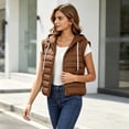 thumbnail image 5 of Cmfcve Womens Plus Size Zip up Puffer Vest Hooded Sleeveless Padded Jacket Coat Solid Winter Warm Outwear, 5 of 9