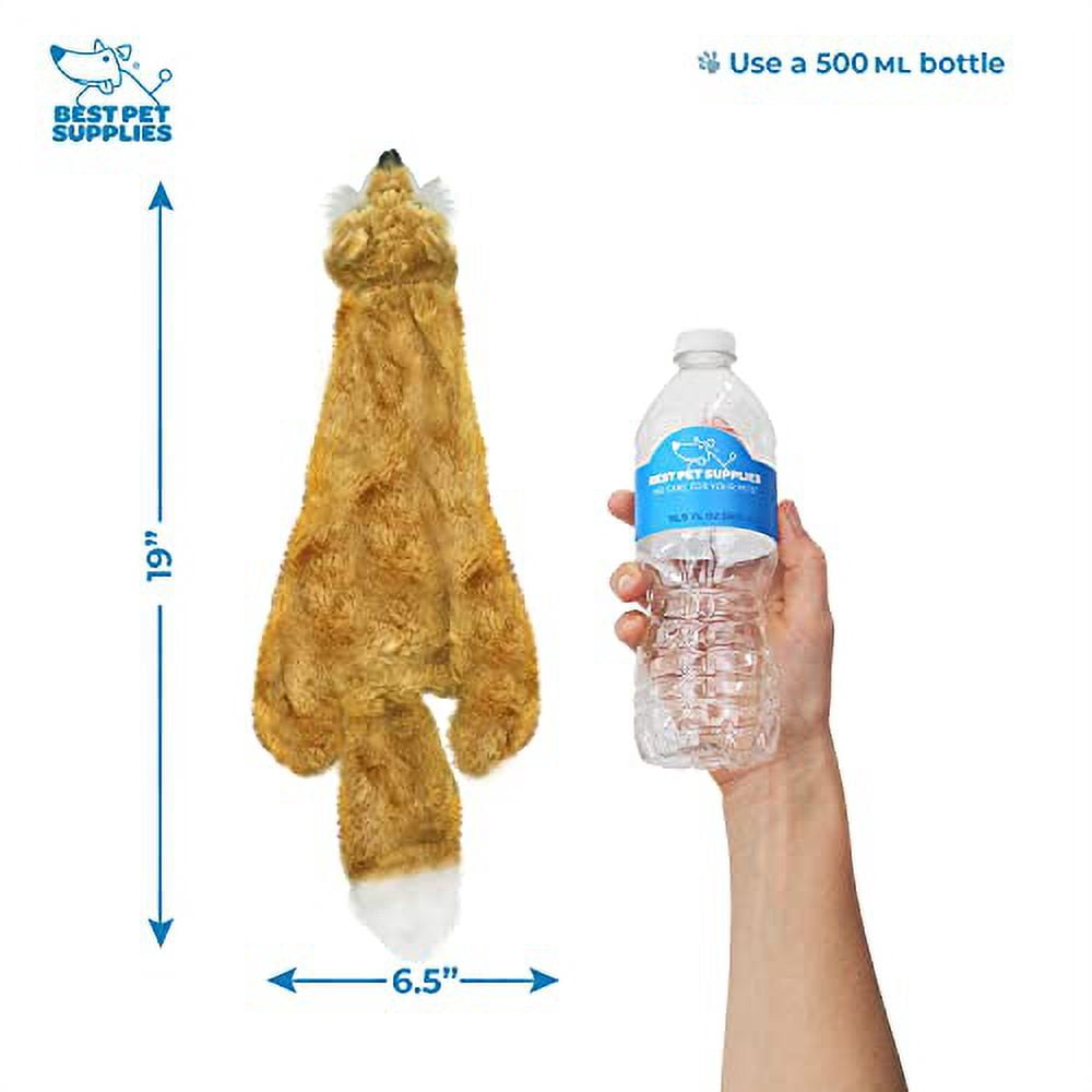 Best Pet Supplies 2-in-1 Stuffless Squeaky Dog Toys with Soft, Durable Fabric for Small, Medium, and Large Pets, No Stuffing for Indoor Play, Holds a Plastic Bottle - Fox, Raccoon, Medium