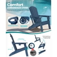 thumbnail image 6 of Cobiod Folding Adirondack Chairs Set of 2 With Cup Holder , All-Weather HDPE Patio Chairs, Wood Grain Ergonomic Outdoor Chairs, Navy, 6 of 9