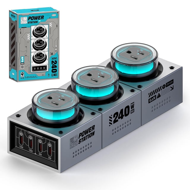 Estación de carga MFish E-Tank 240W GaN 7 en 1 con hub USB-C