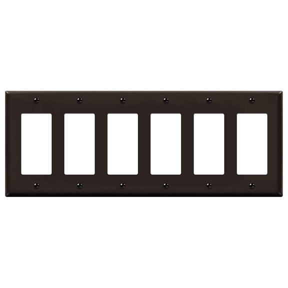ENERLITES Decorator Light Switch Wall Plate, Receptacle Outlet Cover, Size 6-Gang, Unbreakable Polycarbonate Thermoplastic, UL Listed, Brown