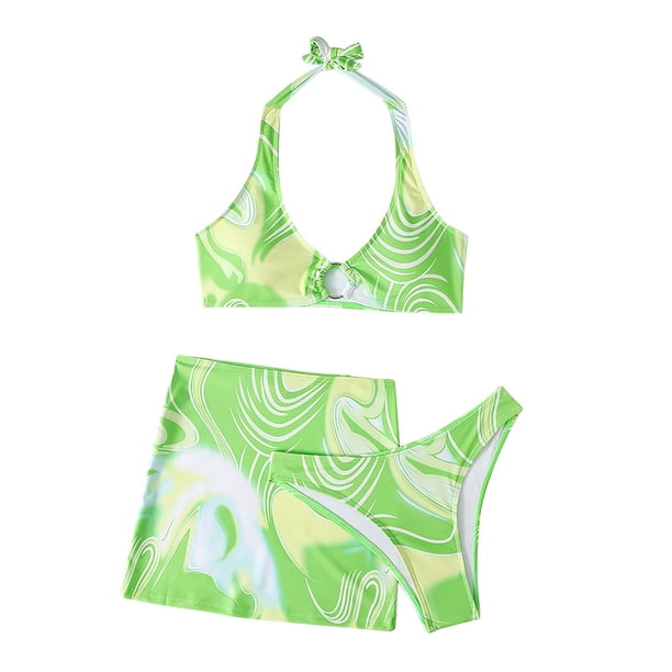 Bikini de tres piezas para mujer Falda corta sexy de tres piezas con almohadilla en el pecho sin aros Wmkox8yi FGJ1387