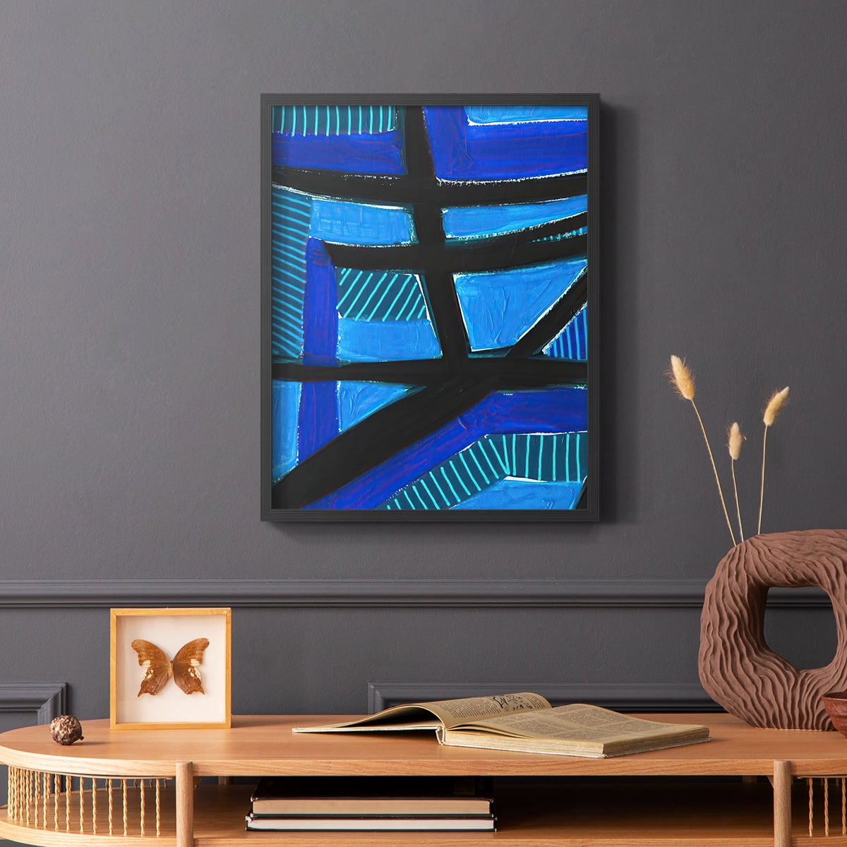 Involved Blues I Framed Print in Black Solid Wood Framed Print No Nail Hanging