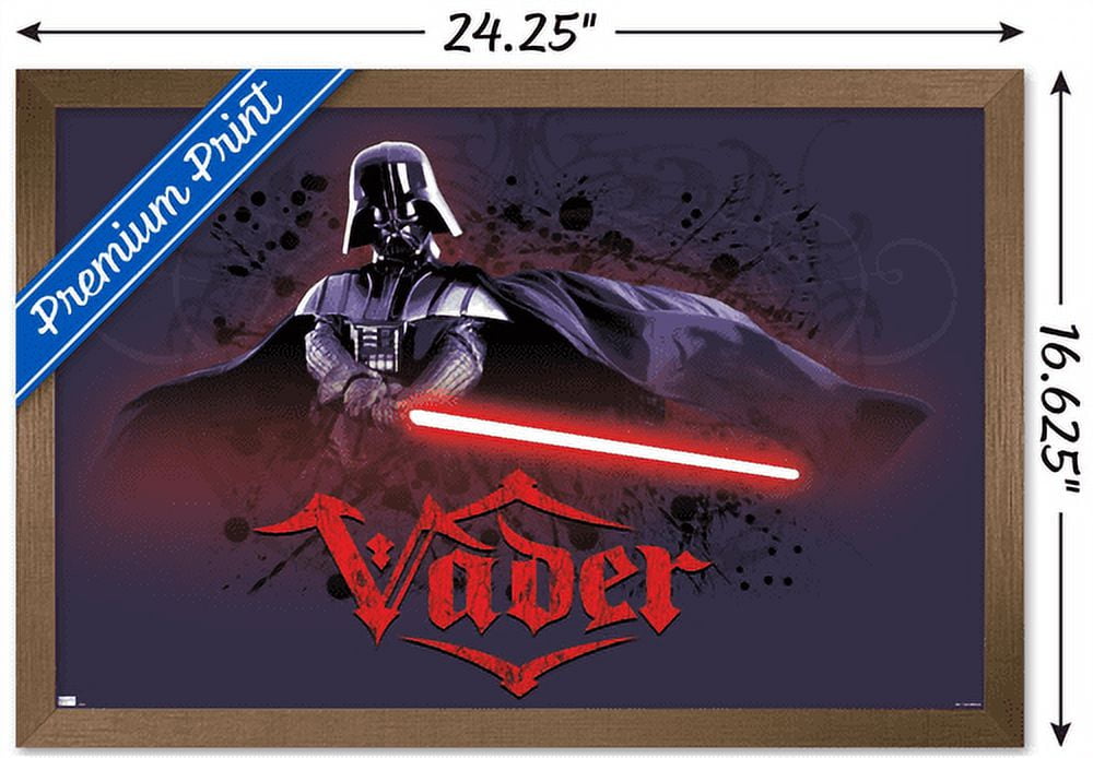 Star Wars: Original Trilogy - Vader Calligraphy Wall Poster, 14.725" x 22.375", Framed