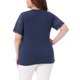 thumbnail image 3 of Blusa elegante de manga corta de encaje con cuello en V para mujer de tallas grandes Agnes Orinda, tunic ribeteada de punto, 3X, azul marino, 3 of 6
