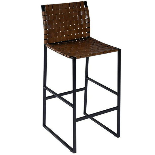 Beaumont Lane Rustic Industrial Woven, Rustic Iron Leather Bar Stools