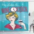 thumbnail image 1 of Ambesonne Wine Shower Curtain, Ladies It's Wine O'clock, 69"Wx84"L, Magenta Blue Yellow, 1 of 3