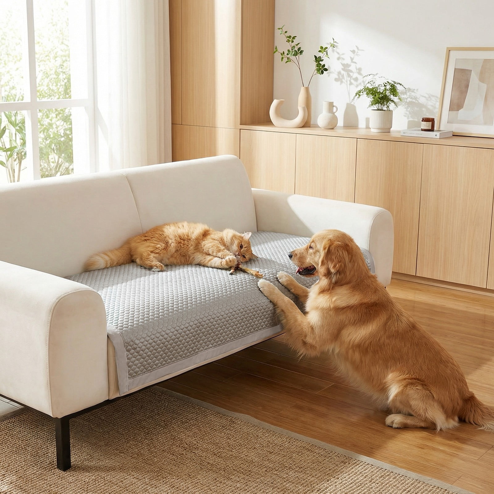 TOPCHANCES Ice Silk Cooling Sofa Cover Couch Pad, Couch Cover for Dogs, Dog Pet Mat Bed Sofa Slipcover Furniture Couch Protector (Gray, 70 x 150 cm)