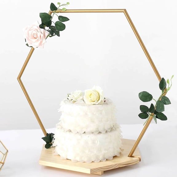 Efavormart Hexagon Wedding Arch Cake Stand, Metal Floral Centerpieces Display - 28"