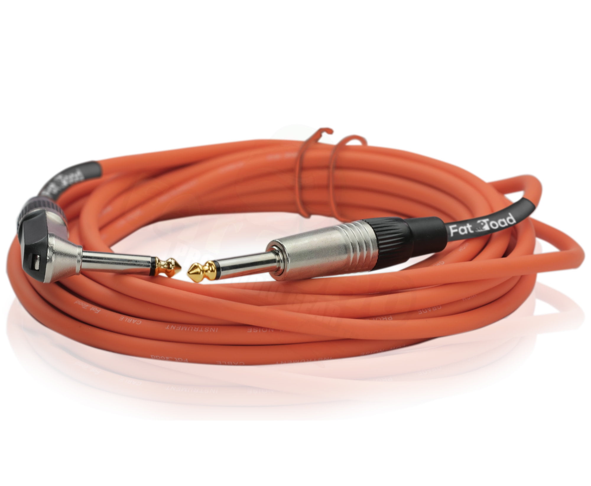 Right-Angled Guitar Cables (24-Pack) by FAT TOAD | 20FT 1/4-Inch Straight-End 24GA Instrument Cords for Electric Guitar, Bass, Pedal, Keyboard, Speaker Amplifier & Studio Recording