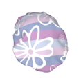 thumbnail image 2 of YFYANG Women's Double Waterproof Shower Cap, Purple Striped Flowers Reusable Hair Cap for All Hair Styles and Head Sizes, 2 of 9