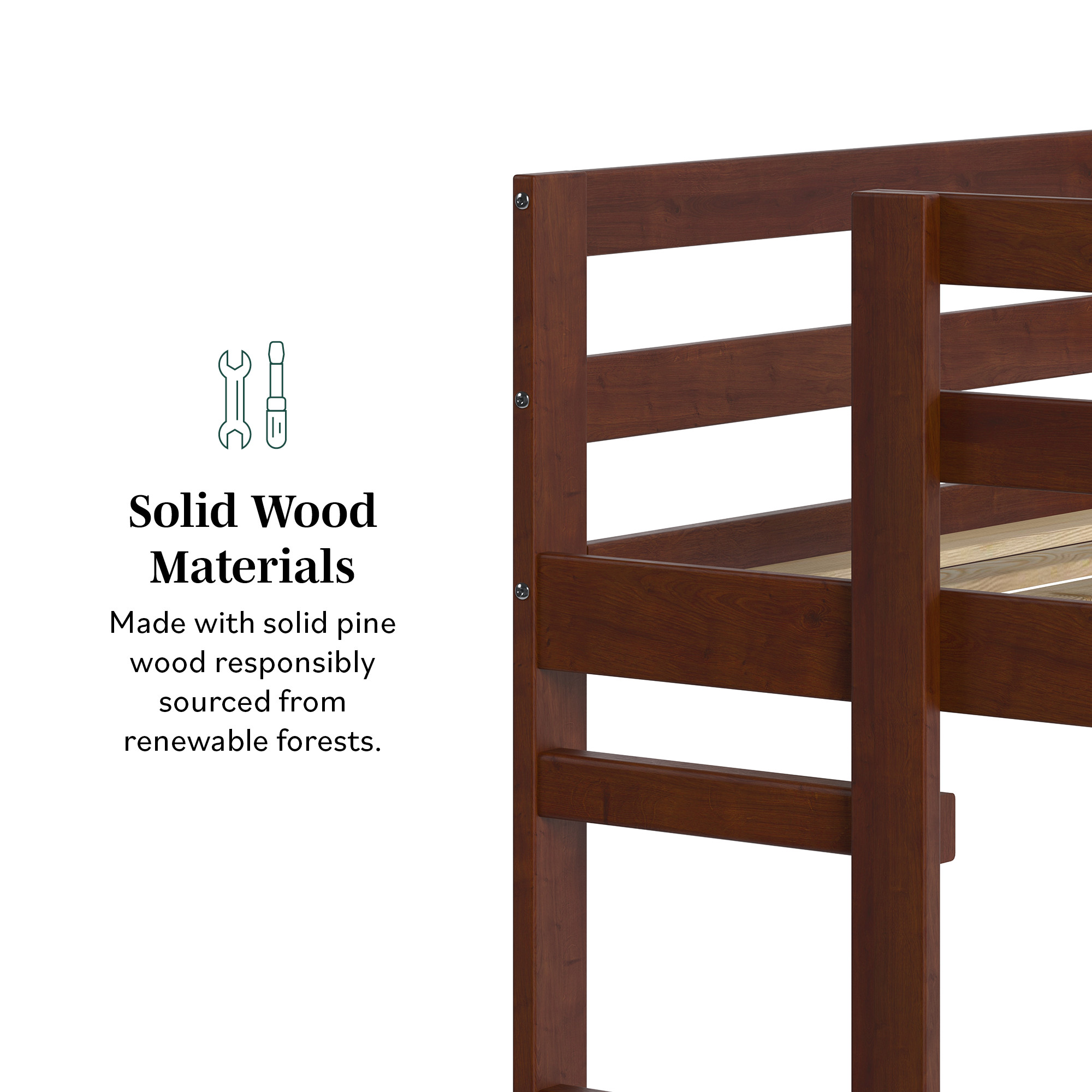 Walker Edison Modern Solid Wood Twin over Twin Bunkbed, Espresso - image 5 of 15