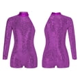 thumbnail image 3 of Aislor Girls Shiny Leotard Gymnastic Jumpsuits Ballet Dance Unitard Biketard Bodysuits Ballroom Dancewear Purple 8, 3 of 7