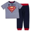 DC Comics Superman Jogger Set - 1 Superman T-Shirt & 1 Superman Sweatpants - Superman Superhero 2 Piece Set (Navy/Grey/Red, 7)