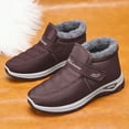 thumbnail image 3 of Hiking Snow Boots for Women Fashion Waterproof Hook and Loop Winter Warm Furry Lined Ankle Booties Athletic Shoes Coffee Size 8, 3 of 5