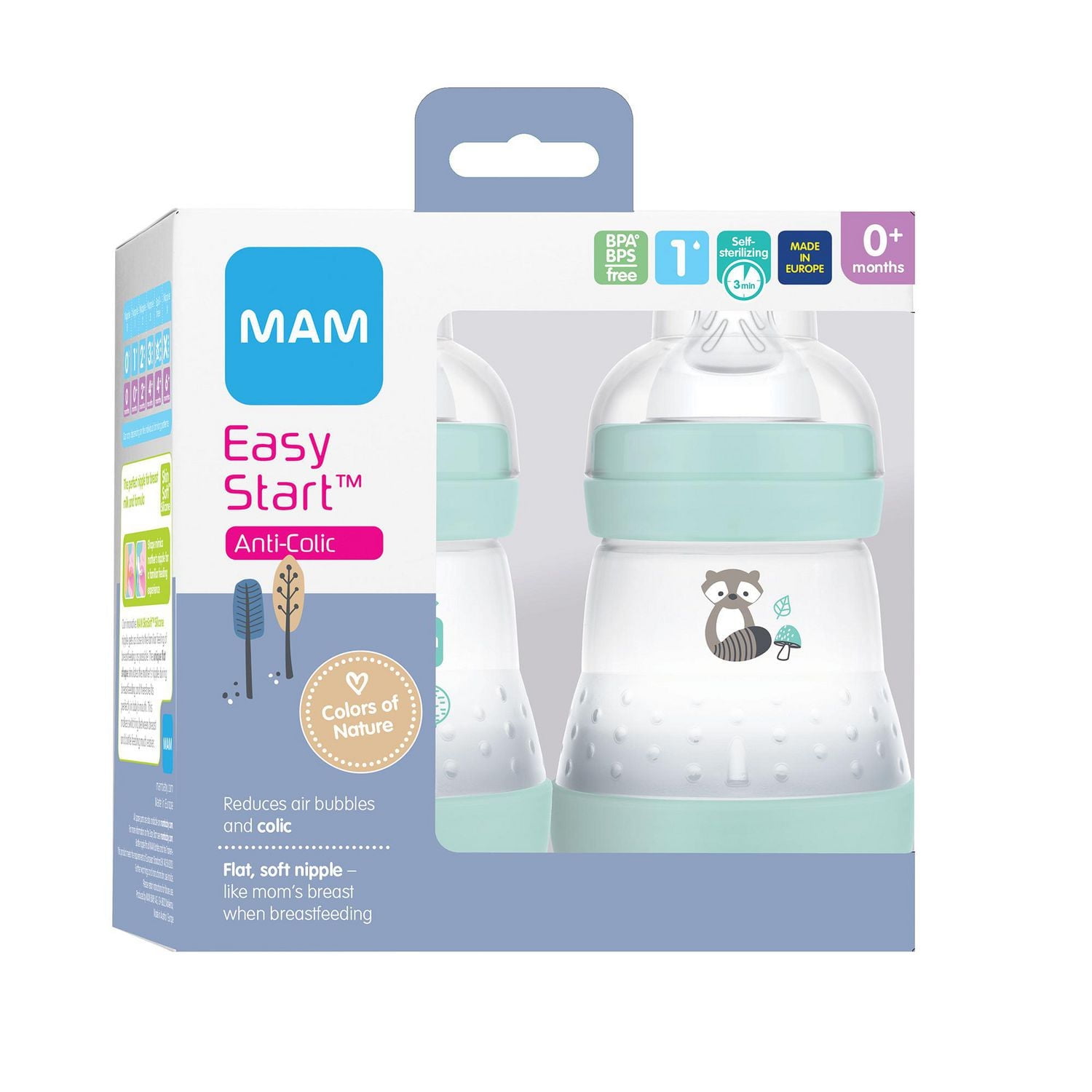 MAM Easy Start Anti-Colic Matte Bottle 5 oz (2-Count), Slow Flow Bottles with Silicone Nipple, Baby Bottles for Baby Boy, MAM Easy Start Matte 5oz 2pk Bottle