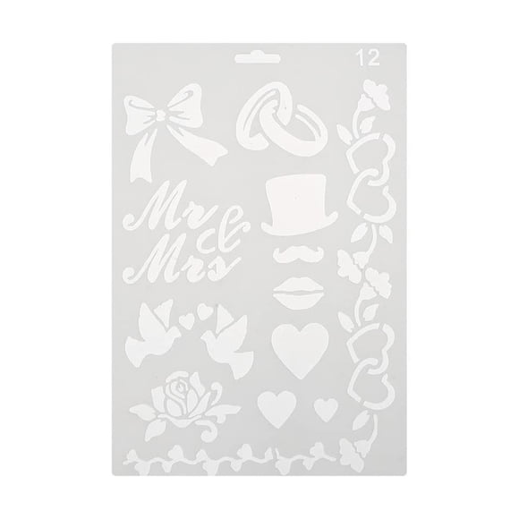 Injueey Plantilla de dibujo de plástico, plantilla y regla, tablero de pintura artesanal, álbum de decoración hueco, n. ° 12 Type4 NO4