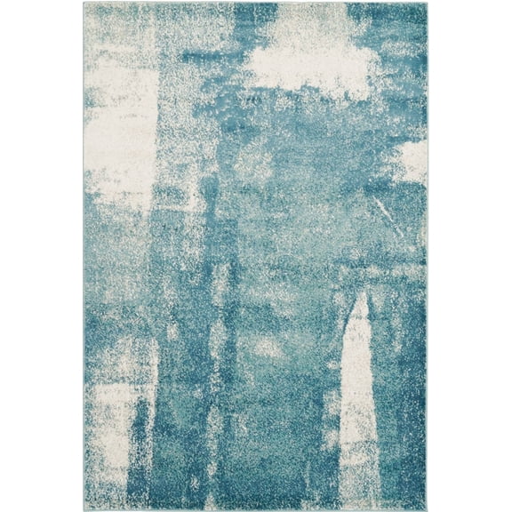 Ladole Rugs Abstract Unigue Machine Made Inspiration Collection Area Rug Carpet in Blue Grey White, 4x6 (3'11" x 5'7", 120cm x 170cm)