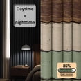 thumbnail image 3 of Green Brown Blackout Curtains for Bedroom/Living Room, Pinch Pleated Black Out Curtains, Country Wood Grain Abstract Stripe Room Darkening Window Drapes with Hooks 2 Panels, 59"x70", 3 of 8